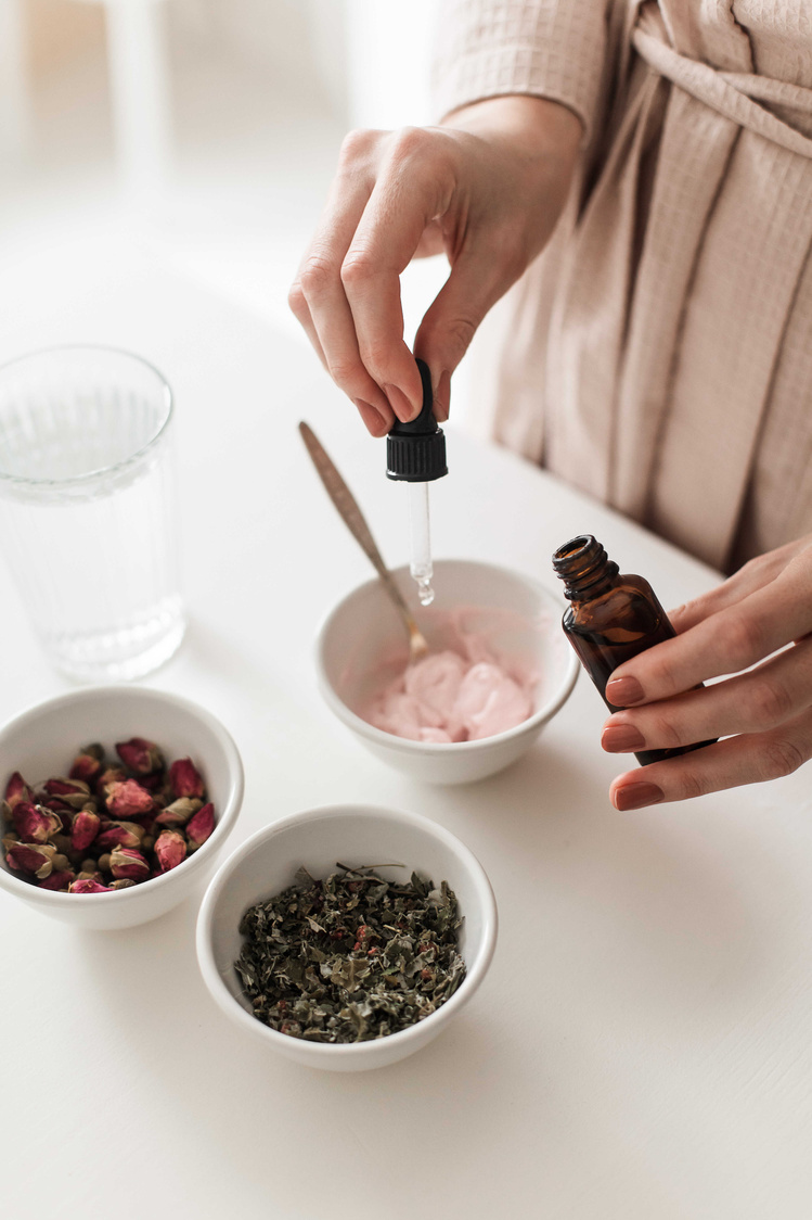 Woman Making Facial Mask at Home